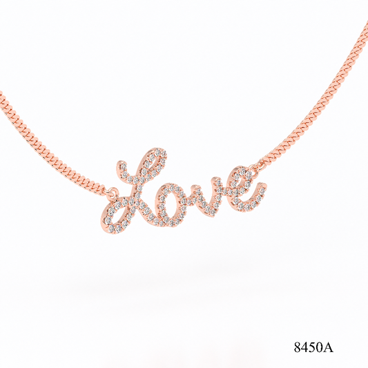 Cursive Love Language Diamond Pendant Necklace