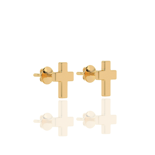 18k gold cross earrings