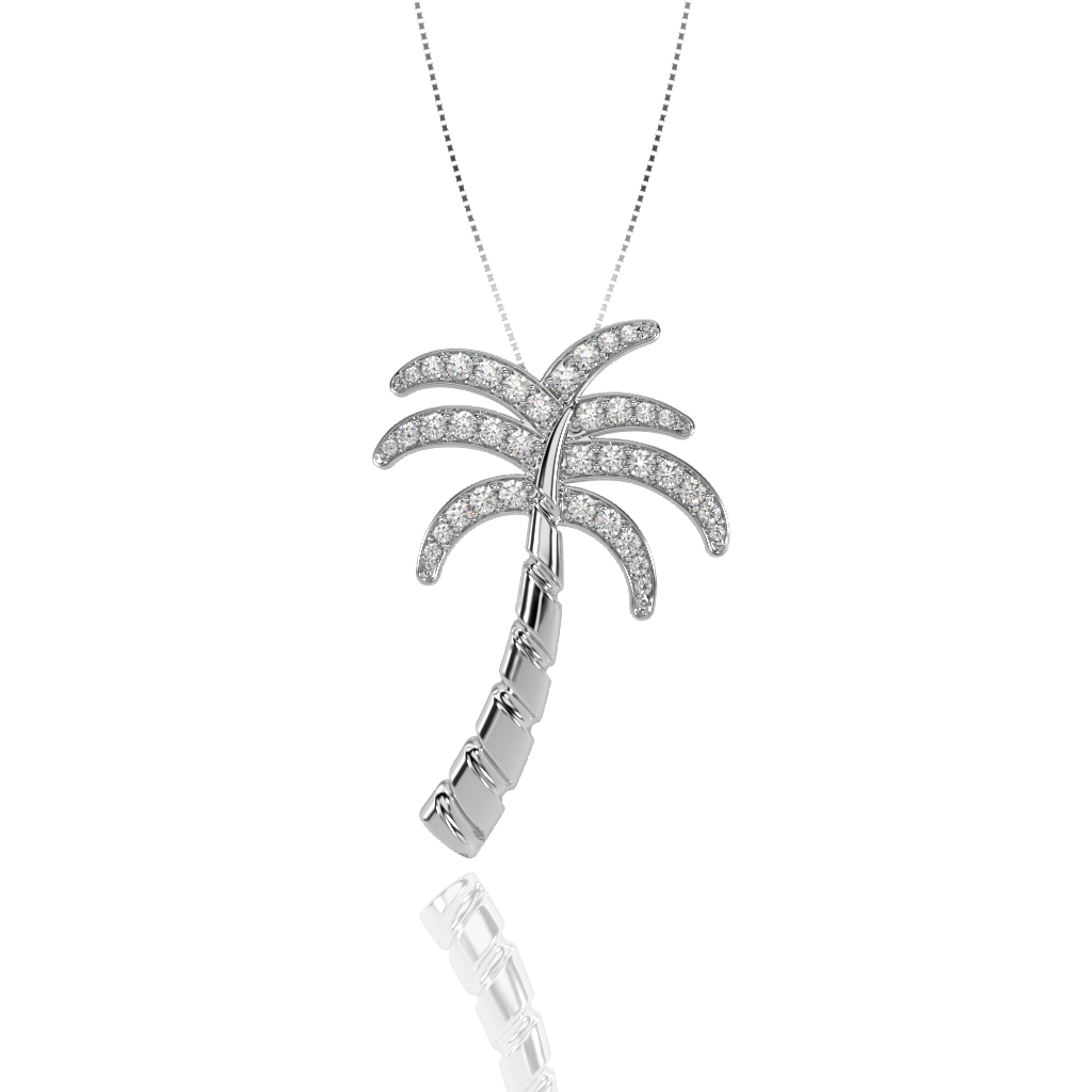 Palm Tree Diamond Gold Pendant