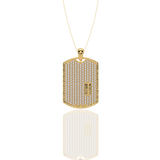 gold and diamond dog tag by Crowned & Co