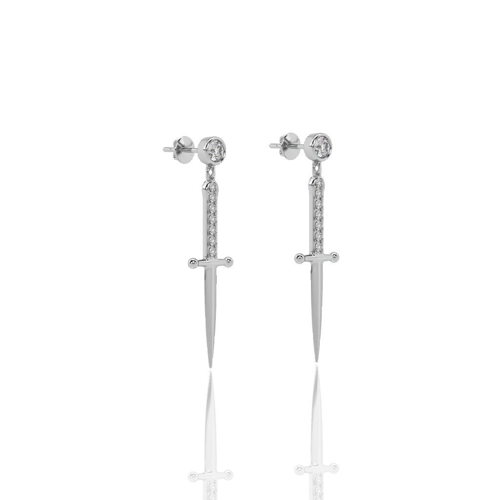 Italian Stiletto Dagger Diamond Earrings