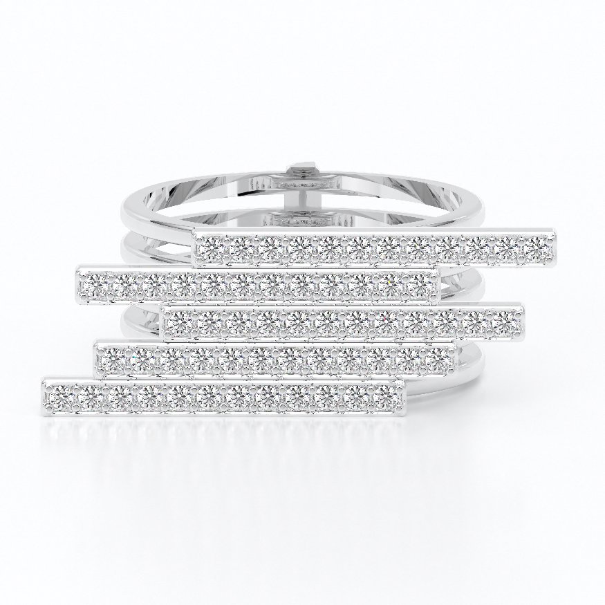 Five Rows Diamond Gold Ring