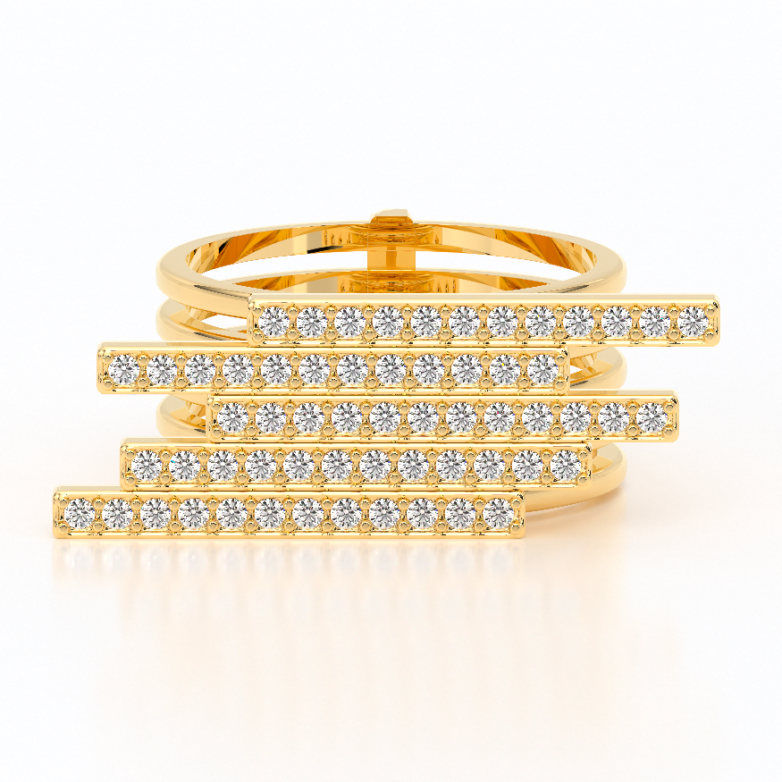 Five Rows Diamond Gold Ring