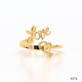 Solid Gold Graffiti Love Heart Ring