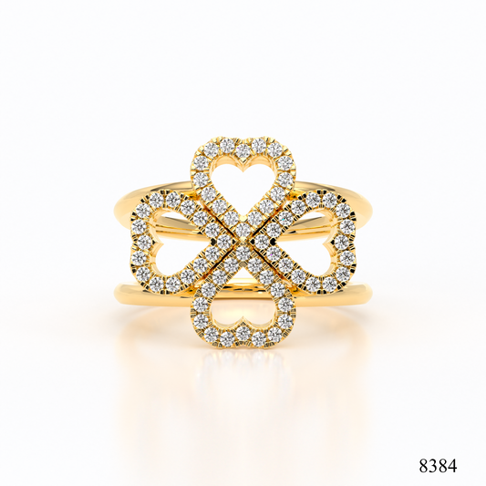 Lucky Love Two-Toned Four Leaf Clover Diamond Ring
