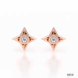 Shuriken Four-Point Star Diamond Stud Earrings