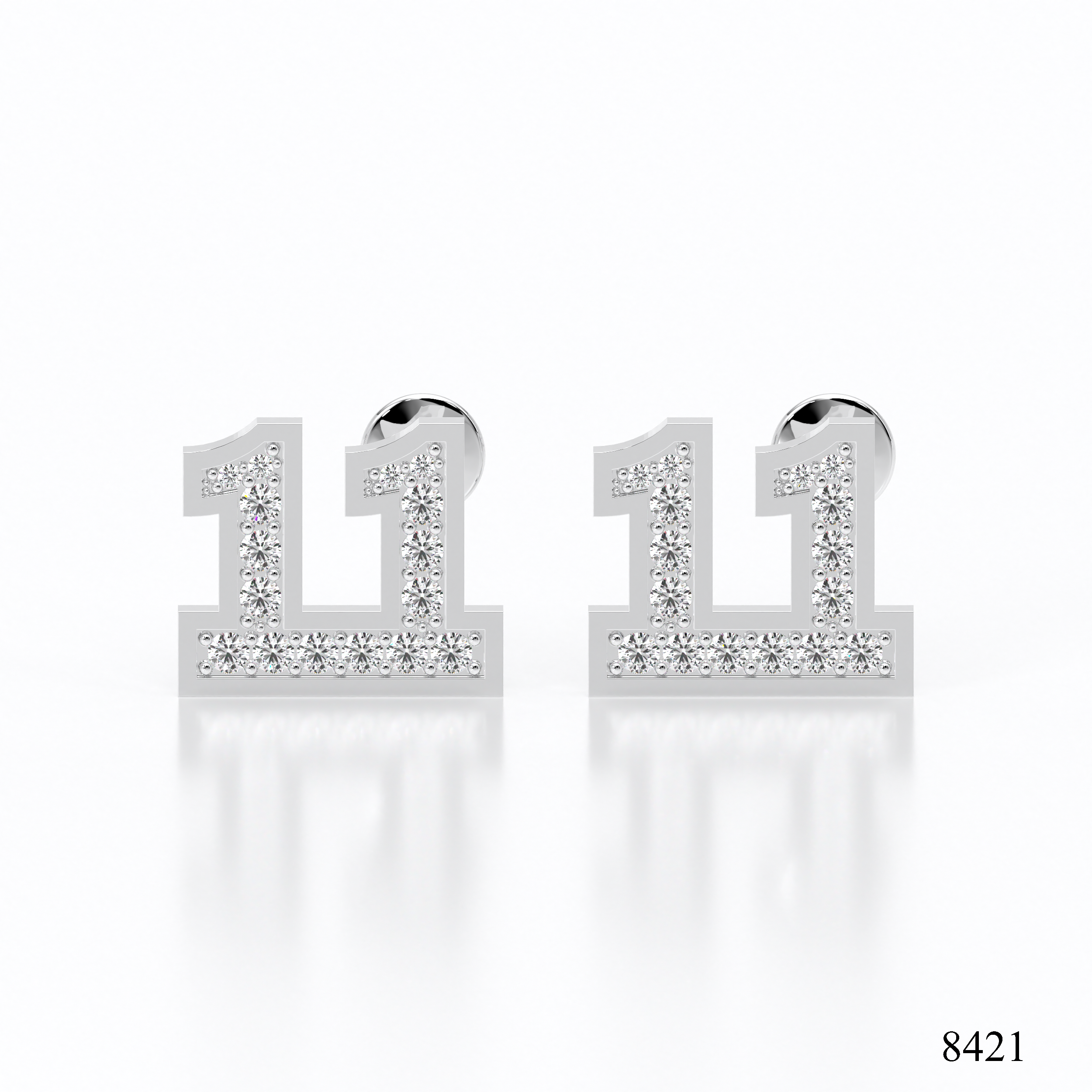 Number 11 Diamond Stud Earrings