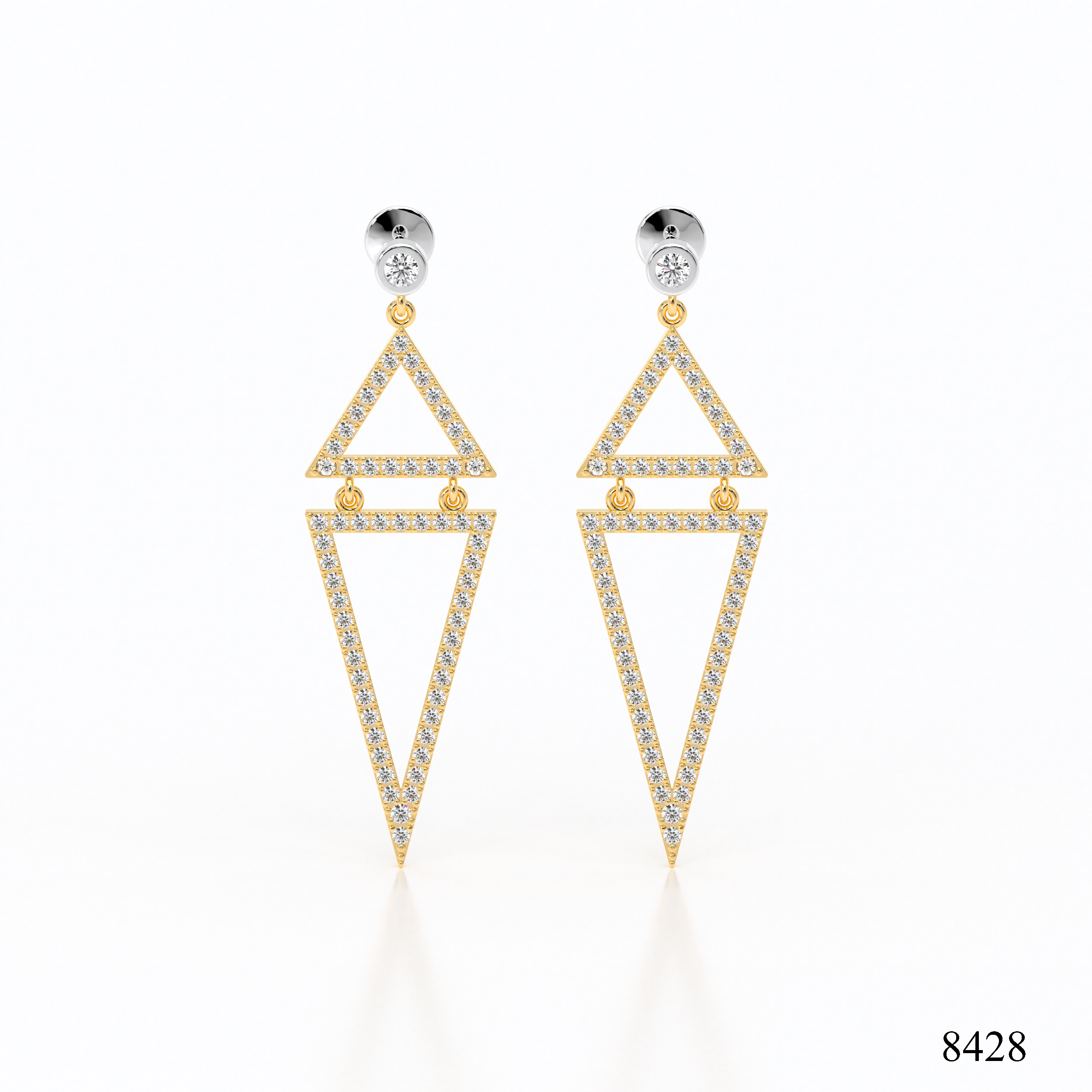 Double Triangle Dangle Diamond Earrings