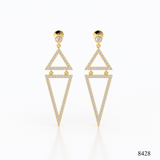 Double Triangle Dangle Diamond Earrings