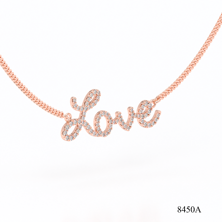 Cursive Love Language Diamond Pendant Necklace