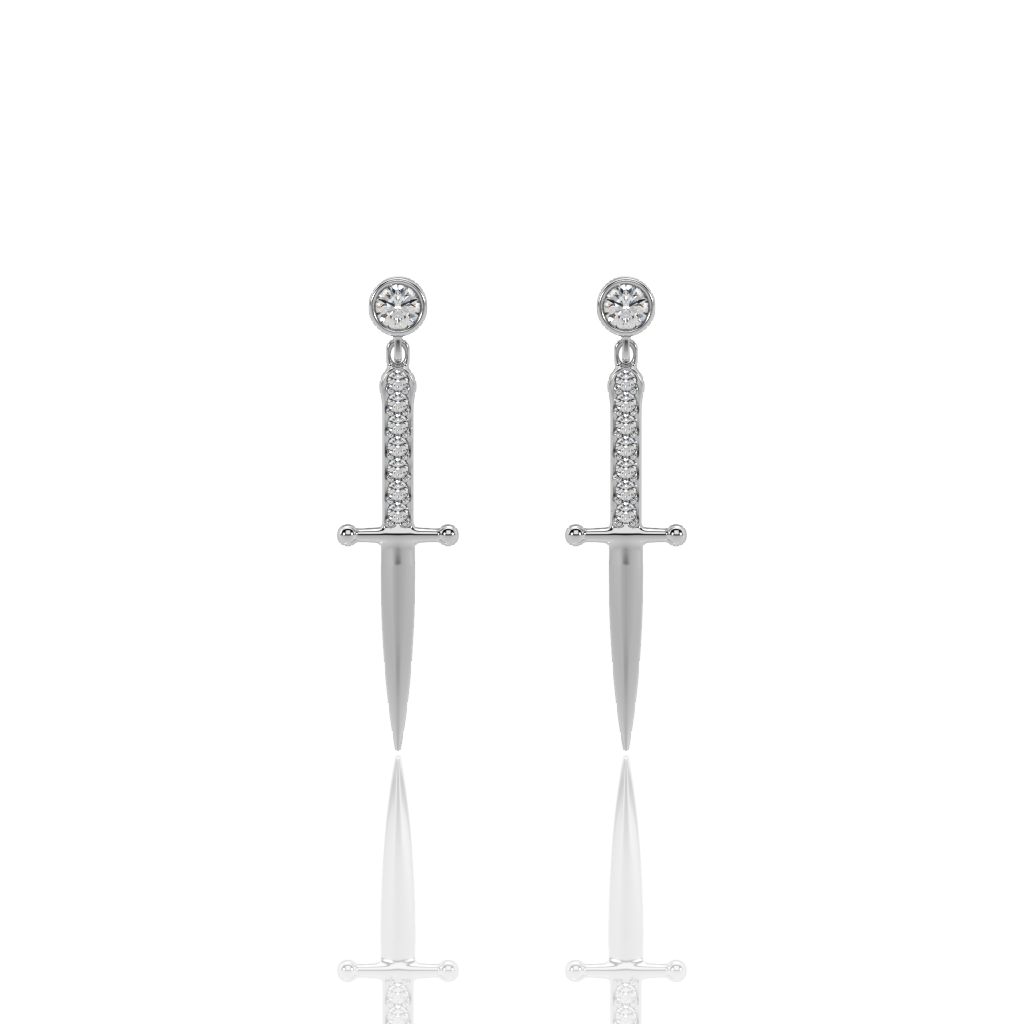 Italian Stiletto Dagger Diamond Earrings