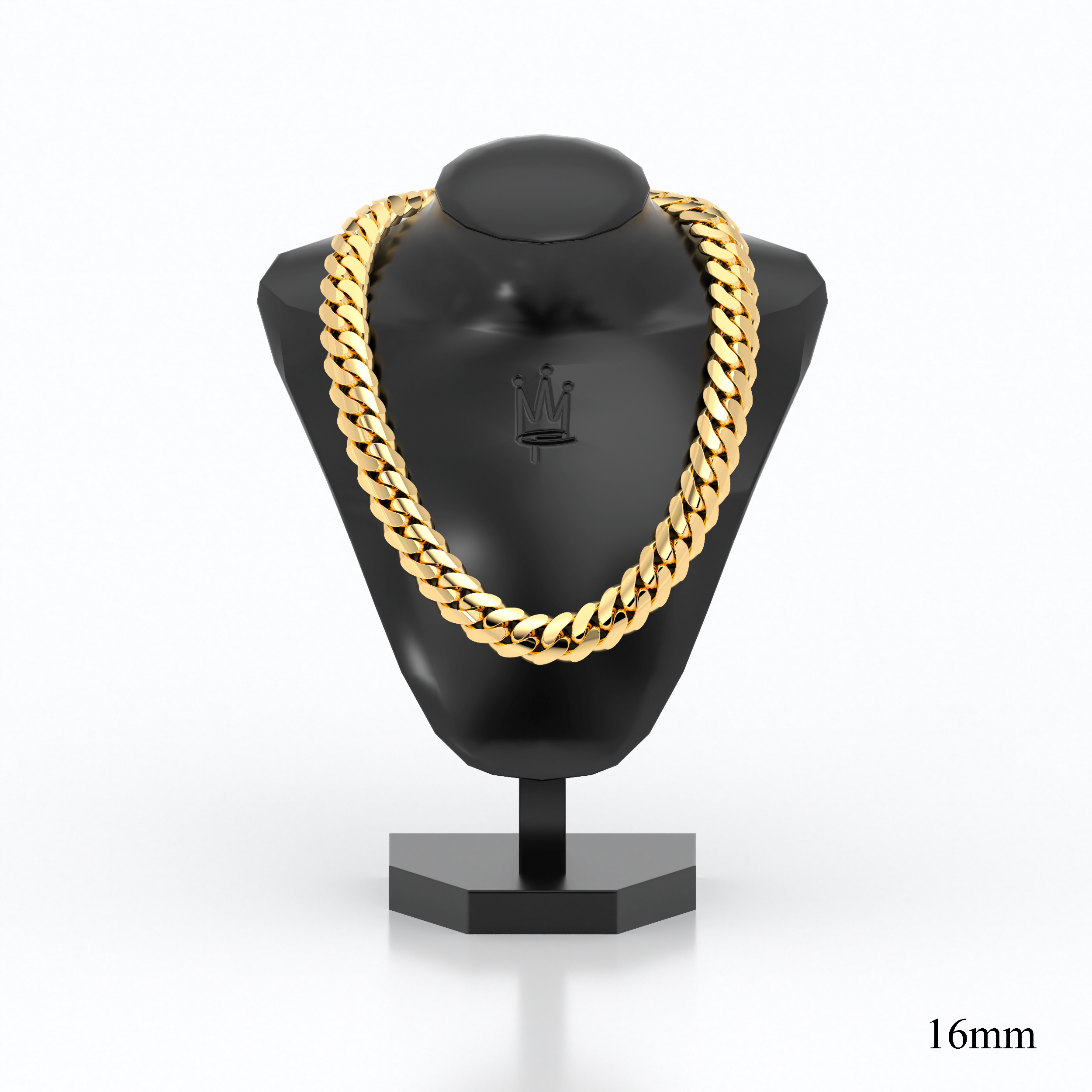 16mm Solid Gold Cuban Chain Link Necklace