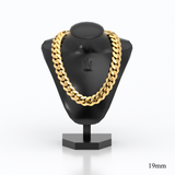 19mm Solid Gold Cuban Chain Link Necklace