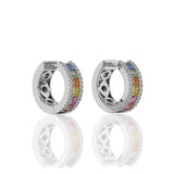 Rainbow Stone Hoop Huggie Earrings