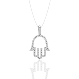 Diamond Hamsa Cutout Amulet Pendant