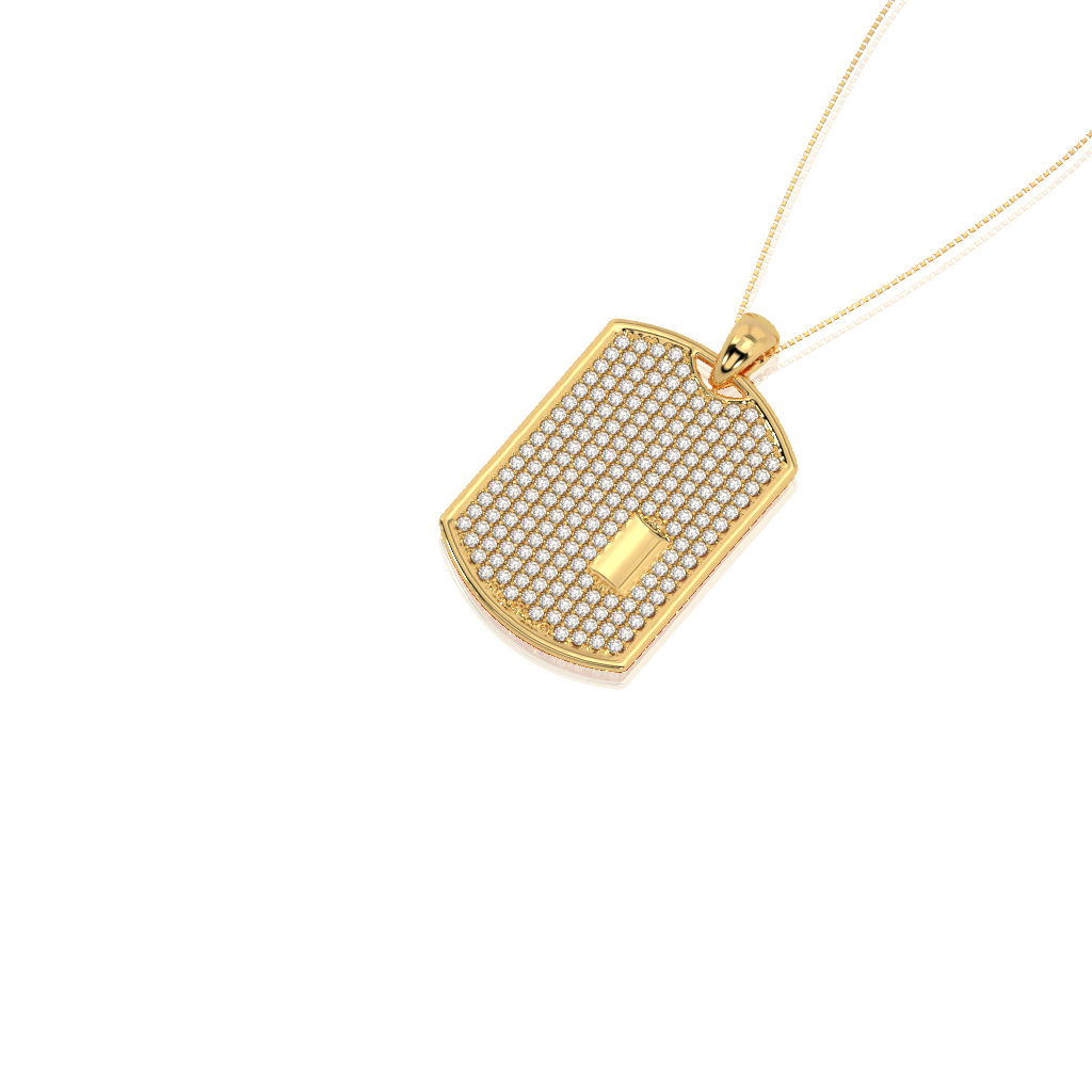 Gold and Diamonds Dog Tag Necklace - 18-Karat Solid Gold Military Diam