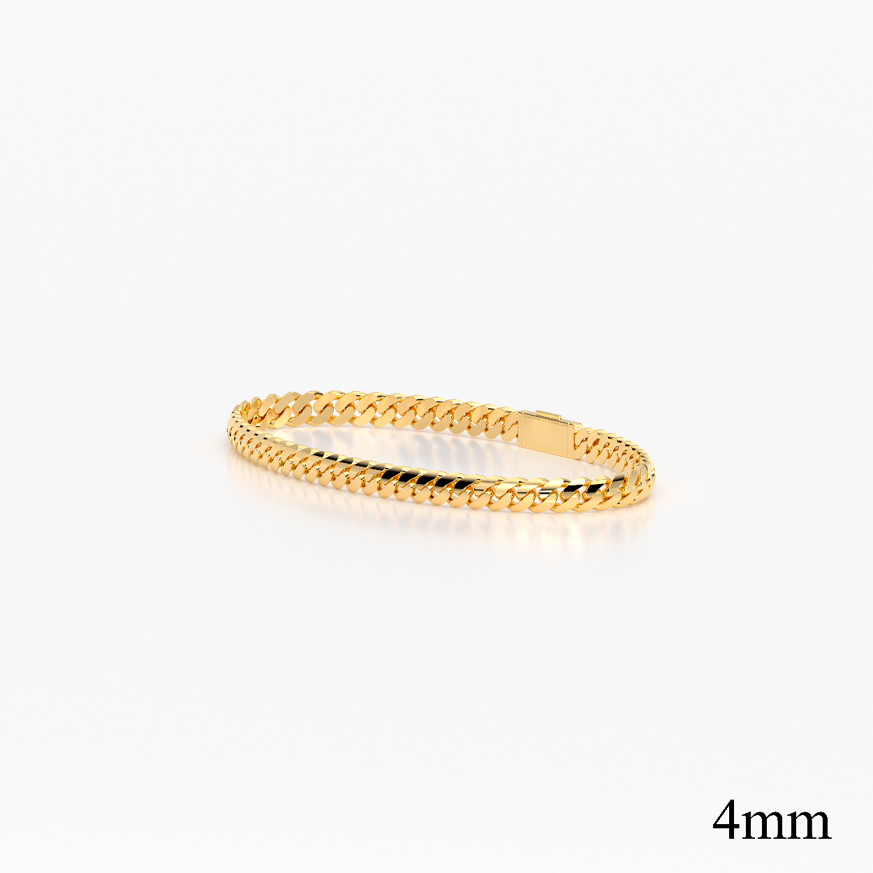 4mm Solid Gold Cuban Chain Link Bracelet