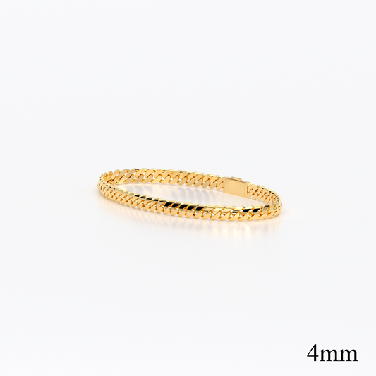 4mm Solid Gold Cuban Chain Link Bracelet