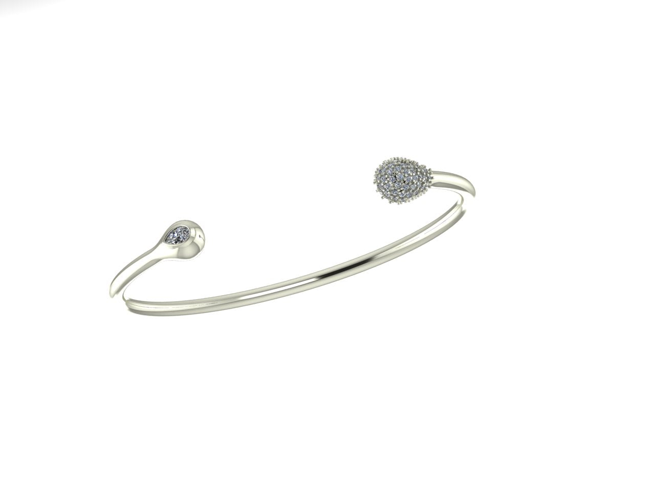 Diamond Tipped Open Bangle Bracelet