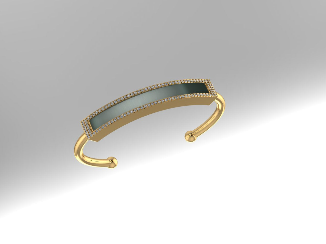 Personalized Nameplate Diamond Bangle Bracelet | Customized Engraving