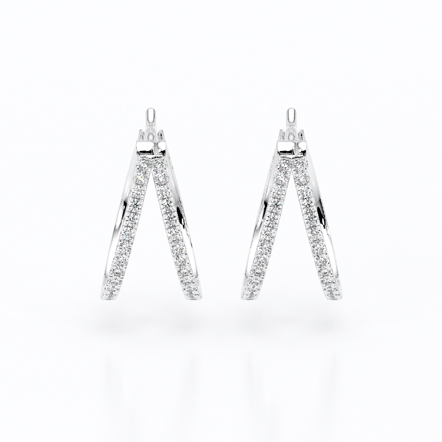 Split Hoop White Diamond Earrings